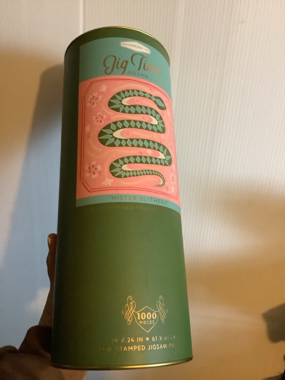 Jigsaw Puzzle Tube - 'Mister Slithers' Green & Pink 1000pc